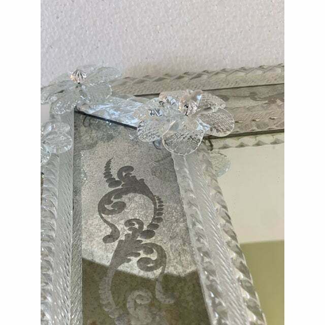 Venetian Squared Floreal Hand Carving Mirror In Murano Glass photo 11780.0
