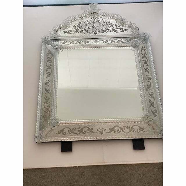 11780.0 Venetian Squared Floreal Hand Carving Mirror In Murano Glass photo