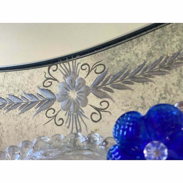 Early 21st Century Venetian Oval Floreal Hand Carving Mirror In Murano Glass photo vinterior