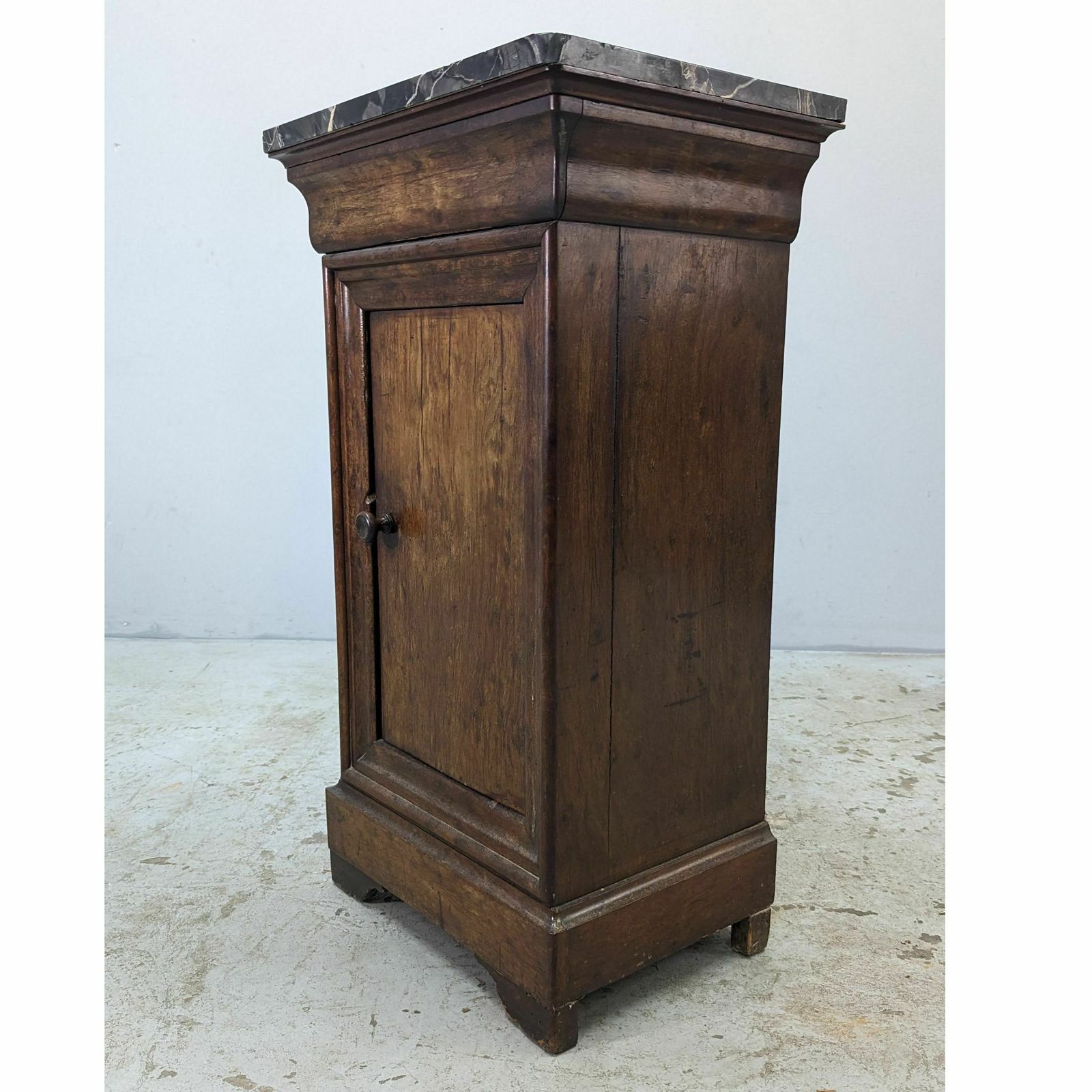 Bedside Table In Wood And Marble, Louis Philippe Style, 19th Century photo Furniture