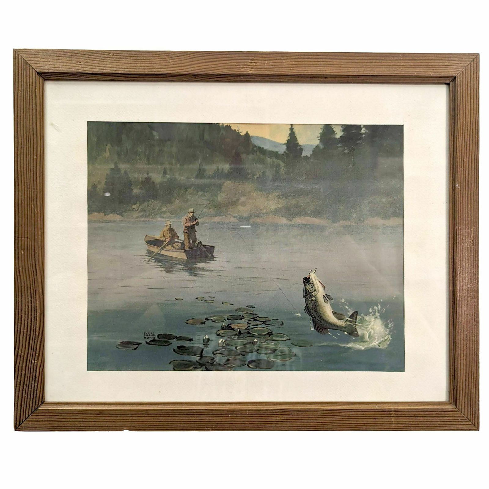 Lynn Bogue Hunt Fishing Themed Framed Chromo