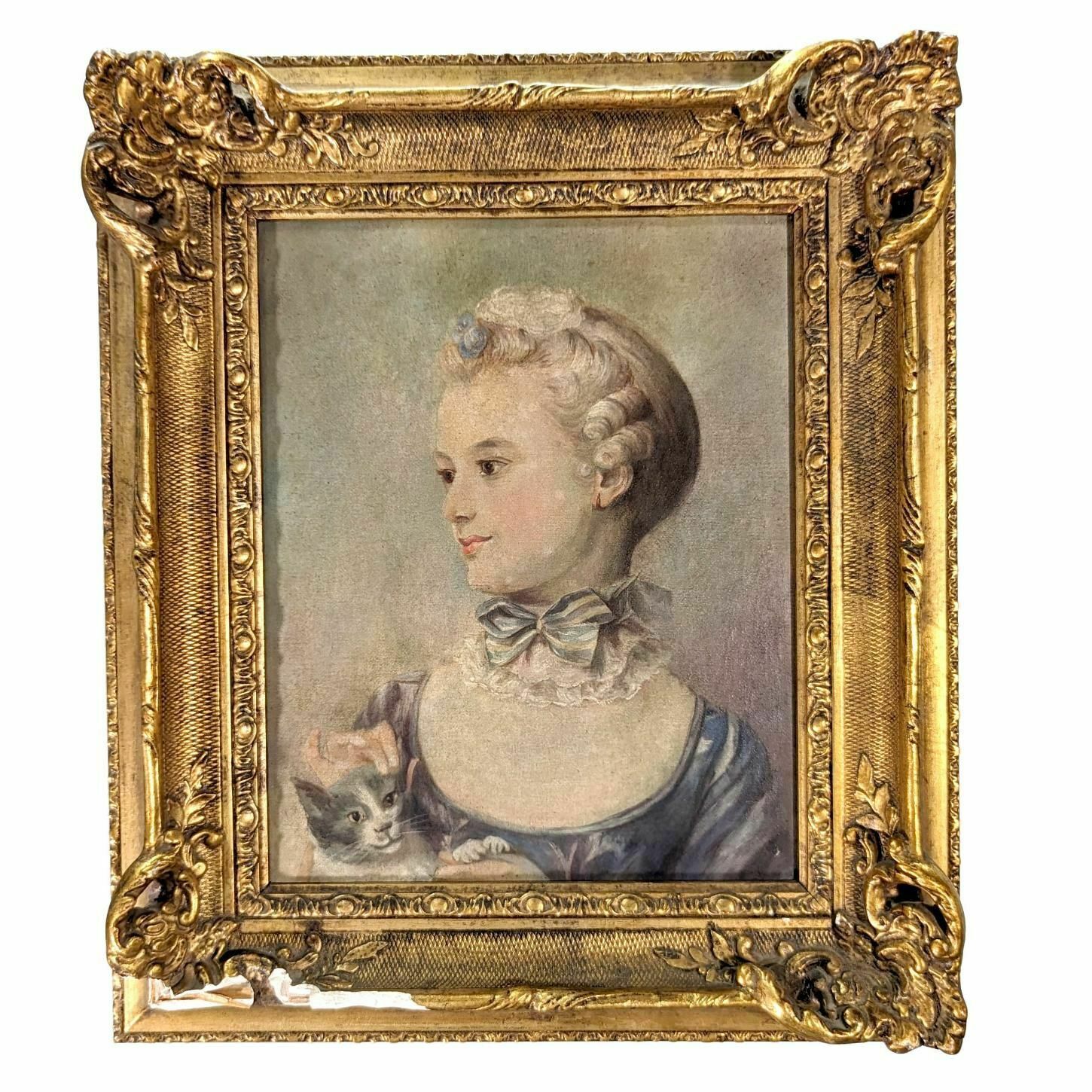 Oil On Canvas Portrait Of An Elegant Ear Frame