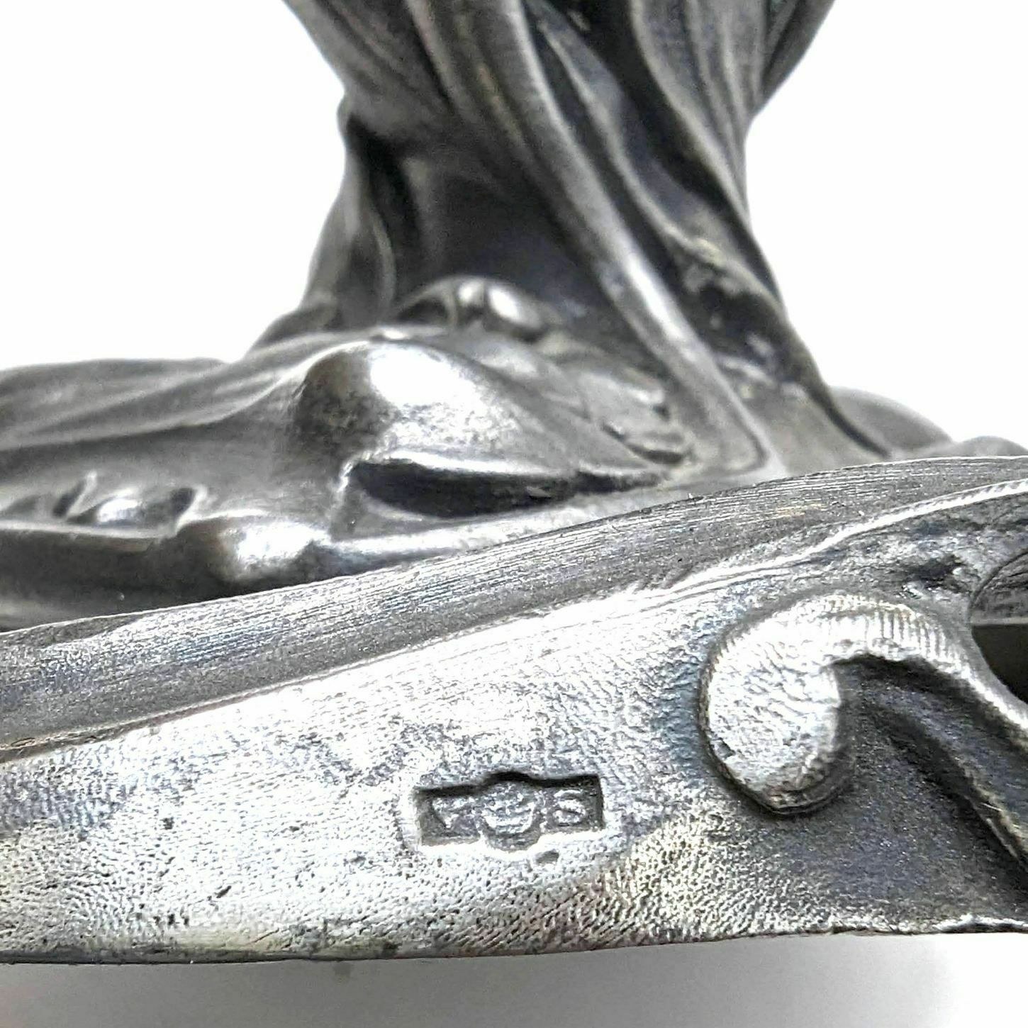 Pair Of Pewter Art Nouveau Candlesticks photo vintage