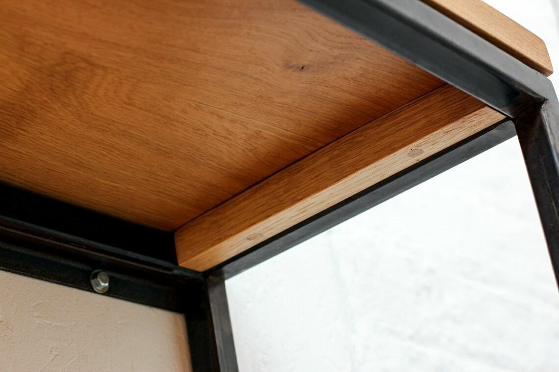 photo for sale Orla Welded Dark Steel Box Section And Premium Oak Shelves/Storage Bespoke Industrial Furniture By