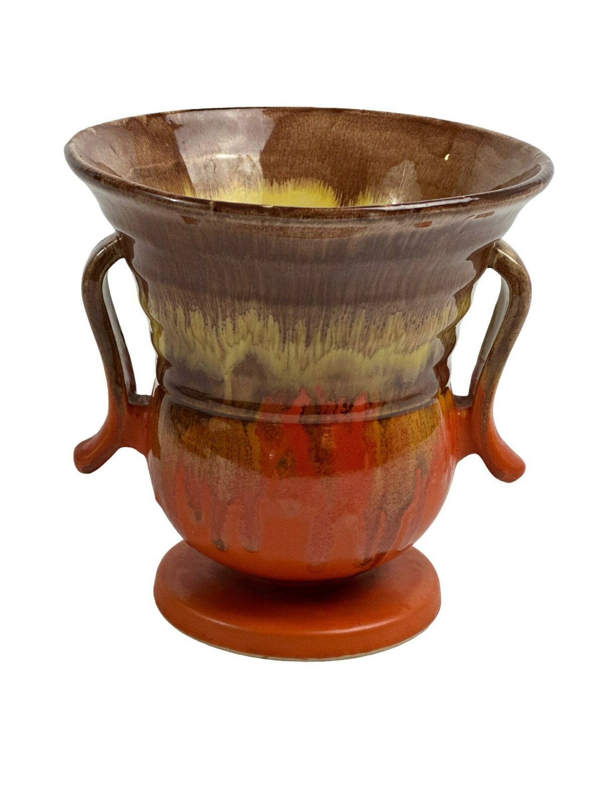 Dümler & Breiden, West Germany Vase, Art Deco Form With Running Glaze. Beige, Yellow And Orange