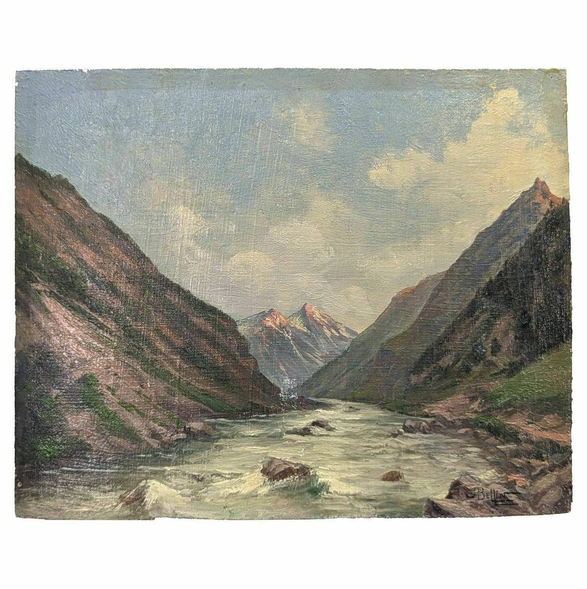 Oil On Canvas French School 20th Century Mountain Landscape