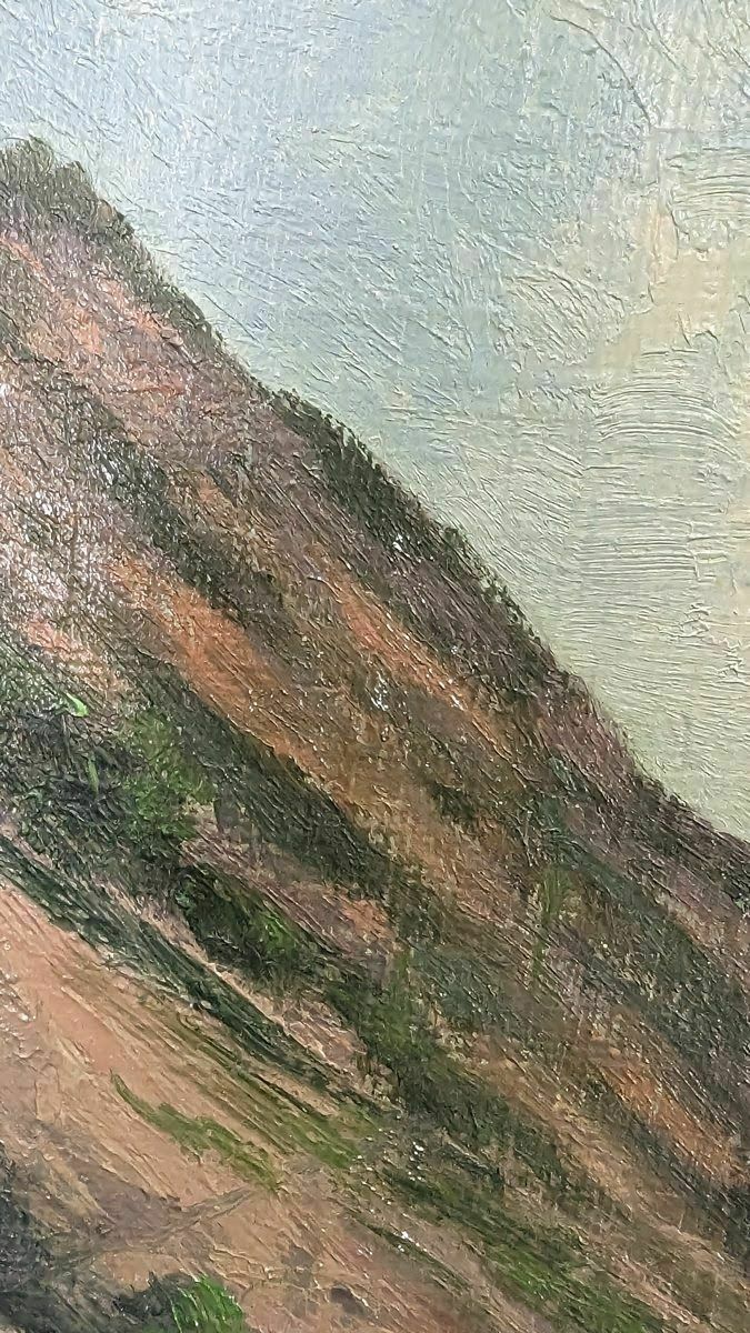 Oil On Canvas French School 20th Century Mountain Landscape photo Art