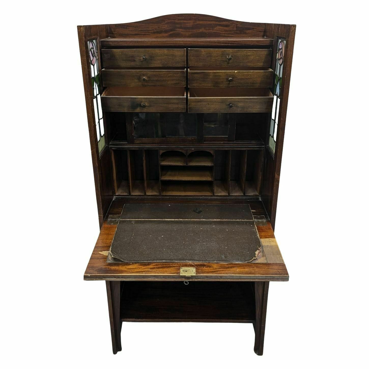 Secretaire In Art Nouveau Rosewood With Stained Glass photo 2385.0