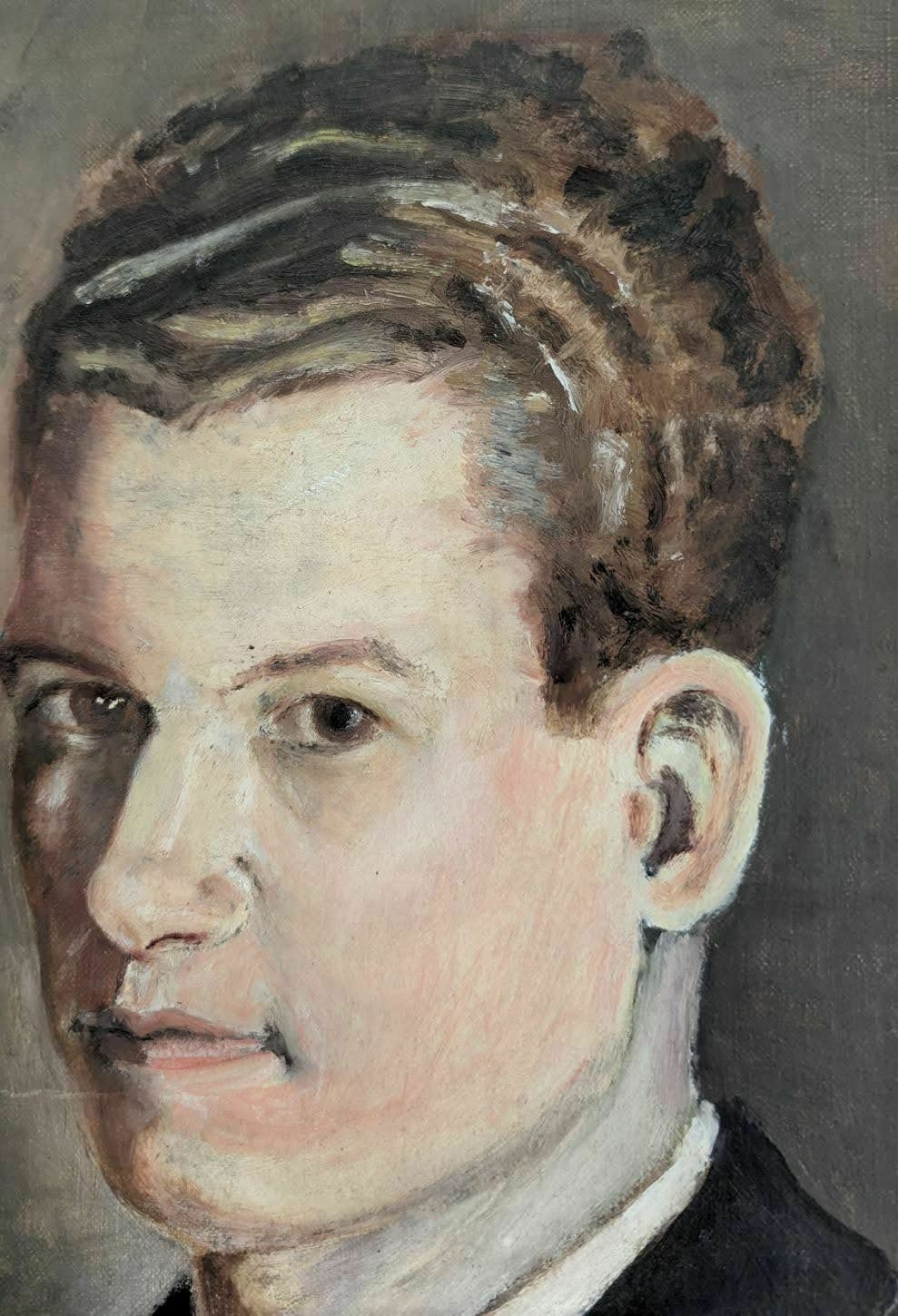 Portrait Of A French School Man Circa 1940 Signed photo furniture