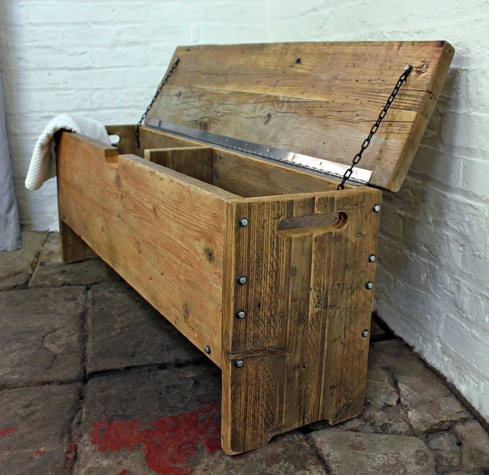 Millar Reclaimed Scaffolding Board Storage Bench / Bedding Box / Toy Box   Made To Measure Furniture photo for sale