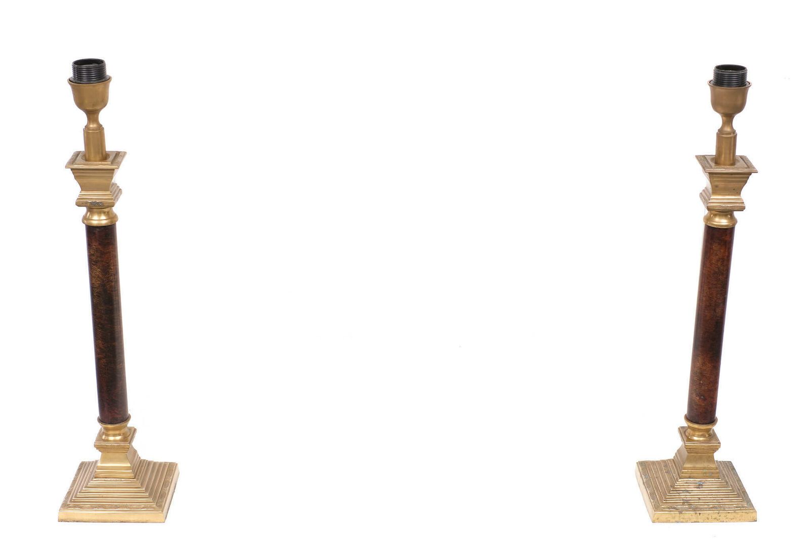 Set Brass Column Table Lamps 1970s De Knudt Belgium photo buy