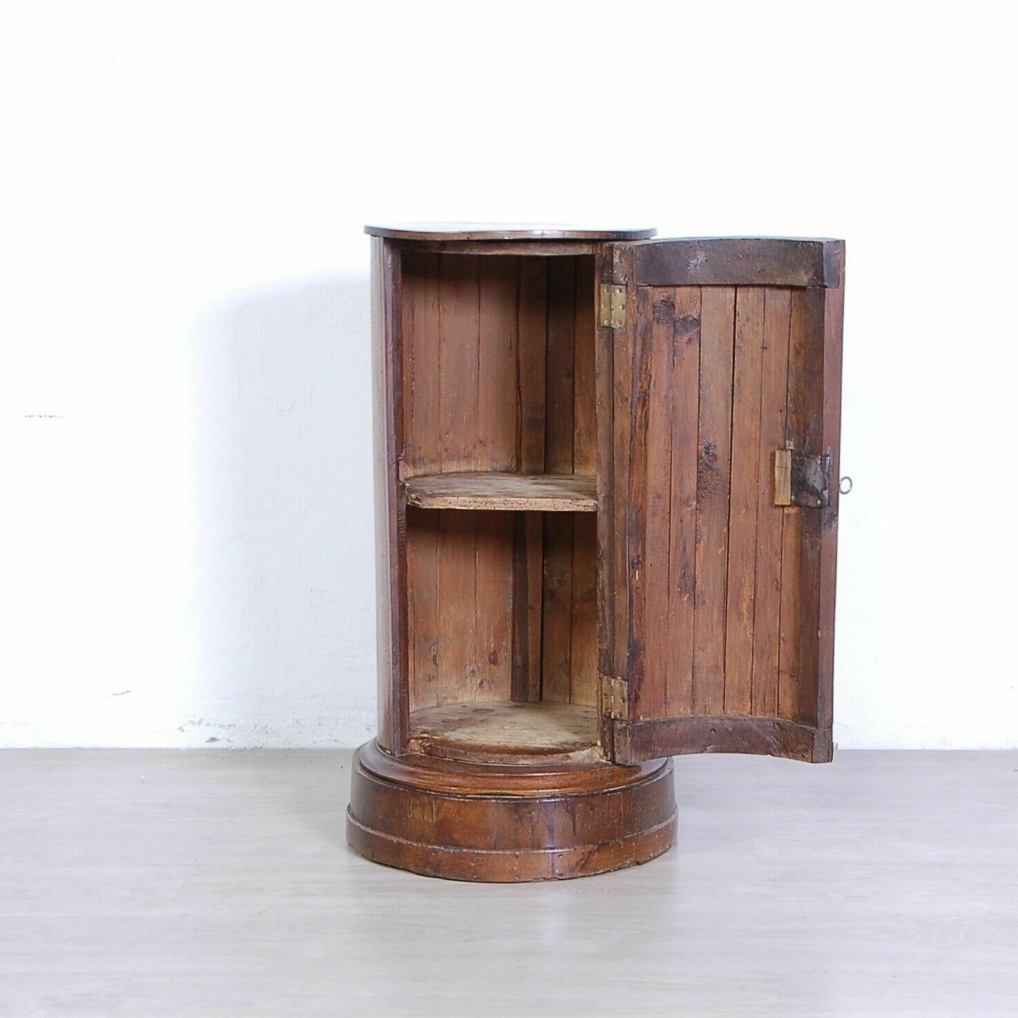 photo vinterior Wooden Column Bedside Table Empire Trestle Cylinder Cabinet With Mid 19th Century Door