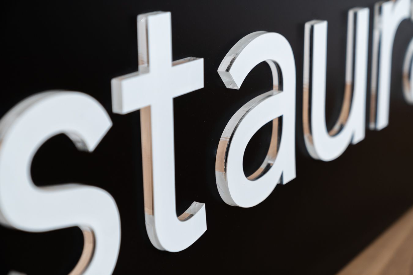 Black Painted Led Luminous Signs With Plexiglas Writing. photo Home Decor