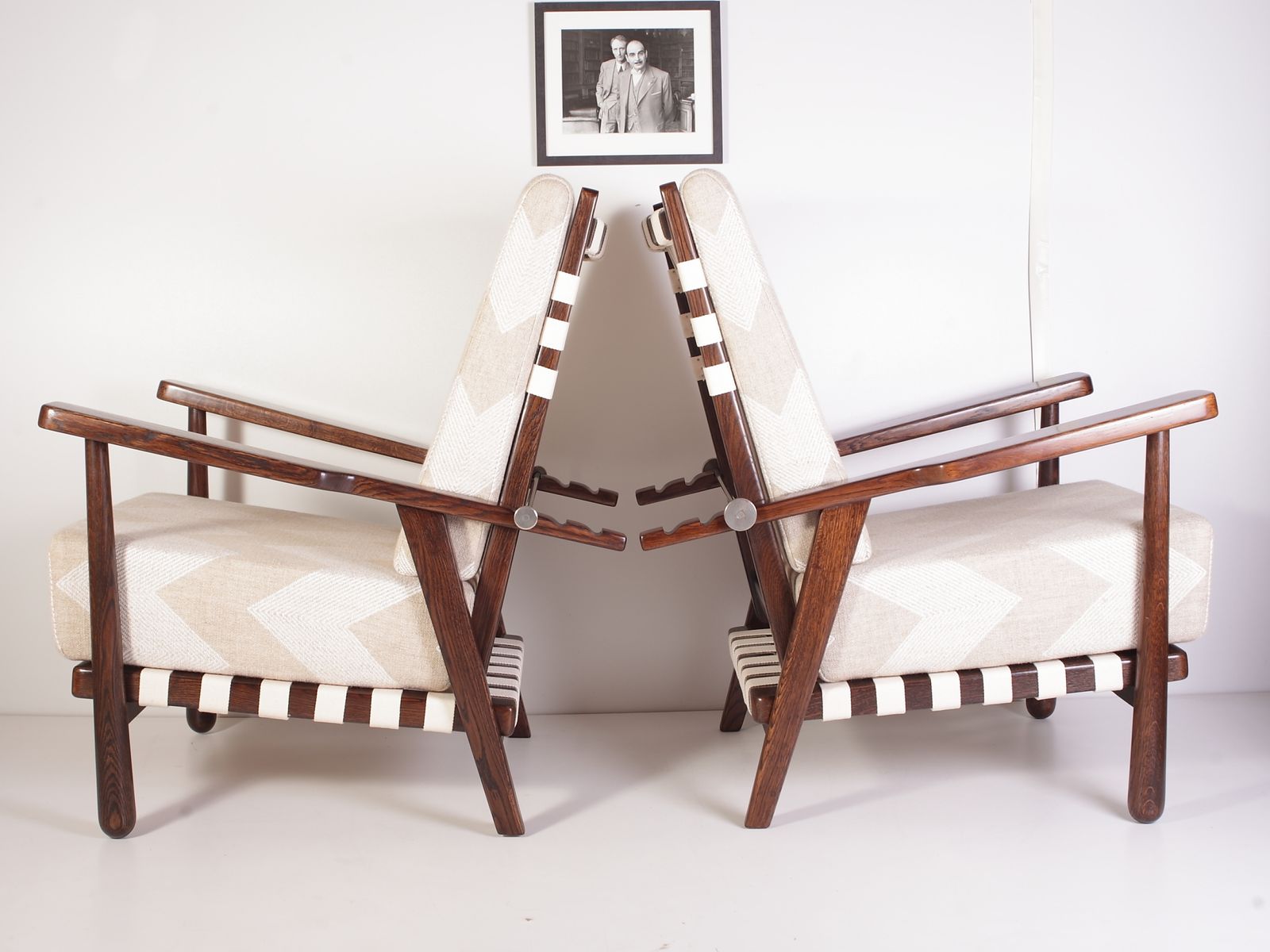 Mid Century Reclining Oak Lounge Chairs By Jan Vanek For Krasna Jizba, Set Of 2, 1940s photo buy