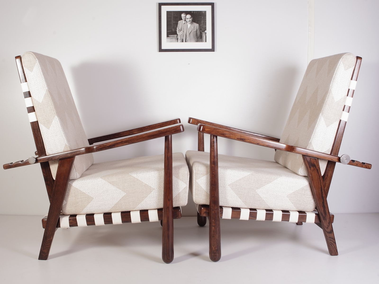 Mid Century Reclining Oak Lounge Chairs By Jan Vanek For Krasna Jizba, Set Of 2, 1940s