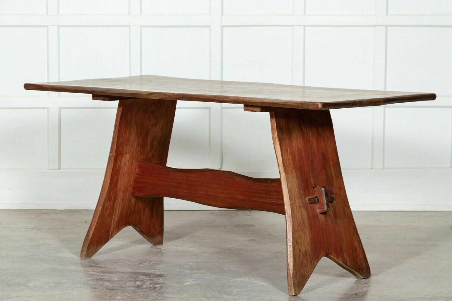 Midc English Carved Fruitwood Refectory Table / Desk photo for sale