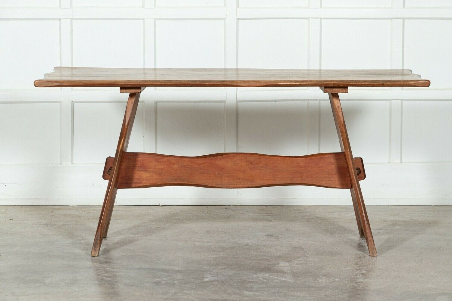 Midc English Carved Fruitwood Refectory Table / Desk photo vinterior
