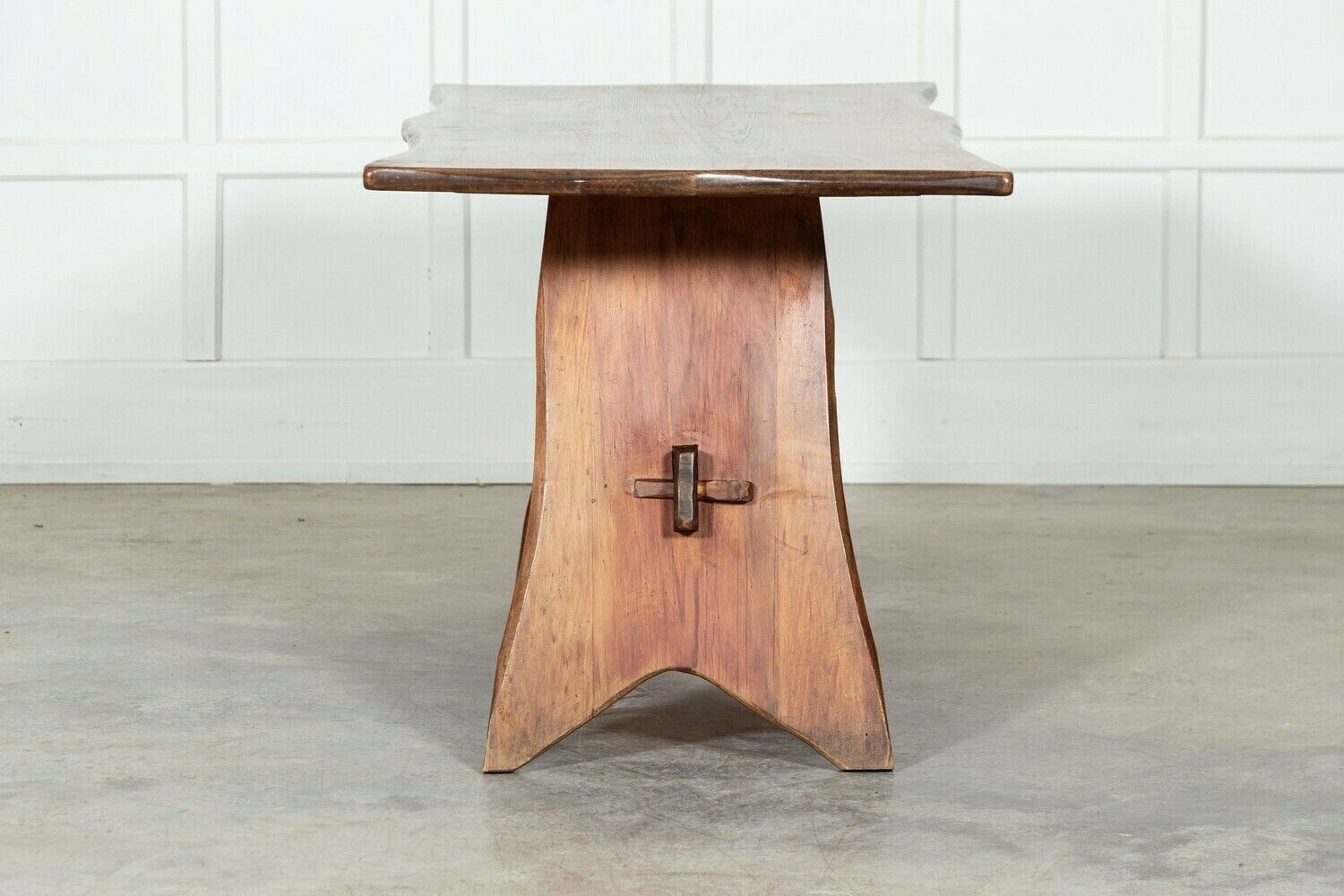 Midc English Carved Fruitwood Refectory Table / Desk photo buy