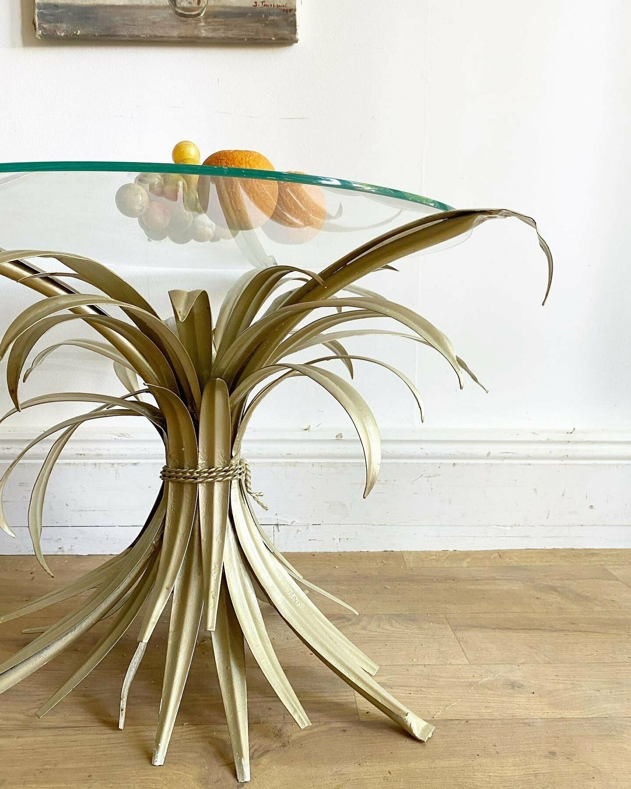 Mid Century French Toleware Wheatsheaf Table photo furniture