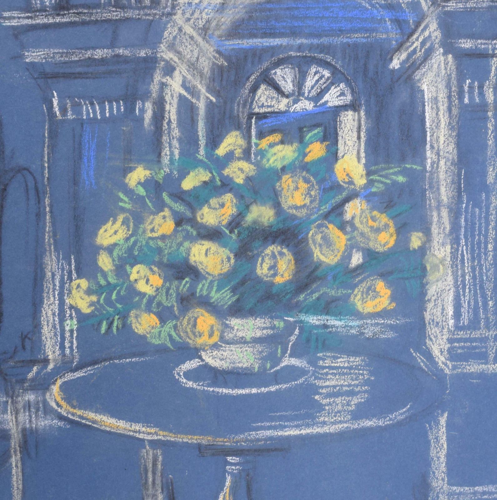 Hilary Hennes Flowers On A Table Still Life Chalk Drawing By Hilary Hennes photo for sale