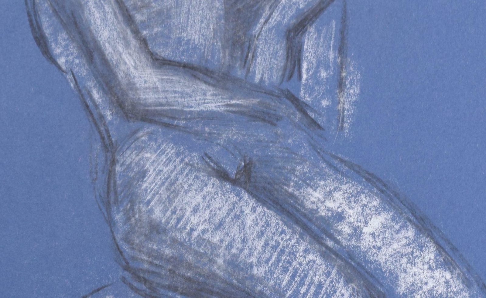 Hilary Hennes Seated Nude Female Figure Chalk Drawing By Hilary Hennes photo for sale
