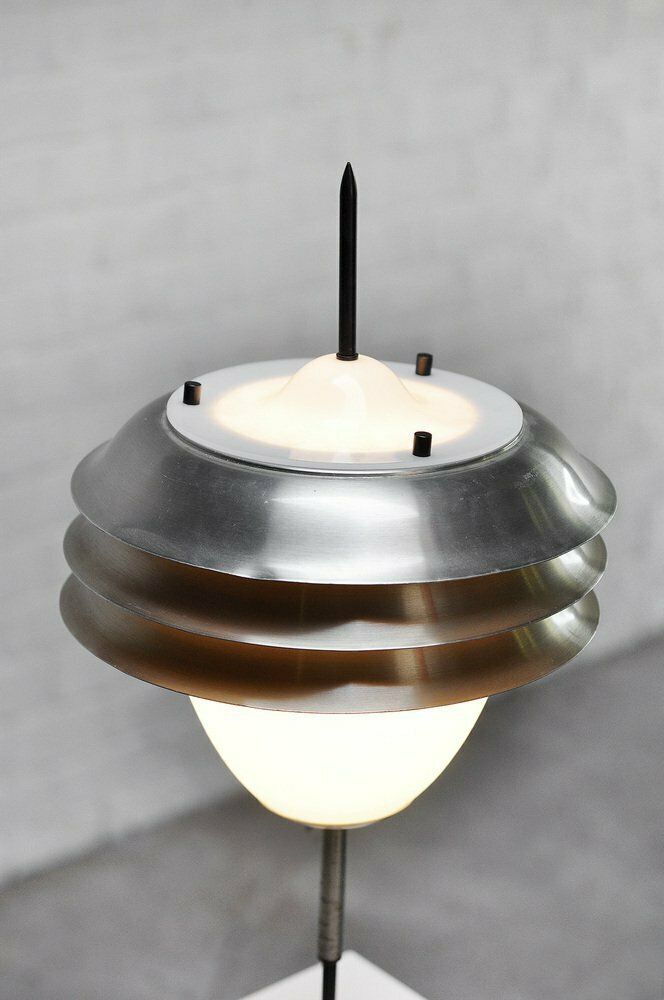 Italian Table Lamp In Metal And Opal Glass, 1960s photo vinterior