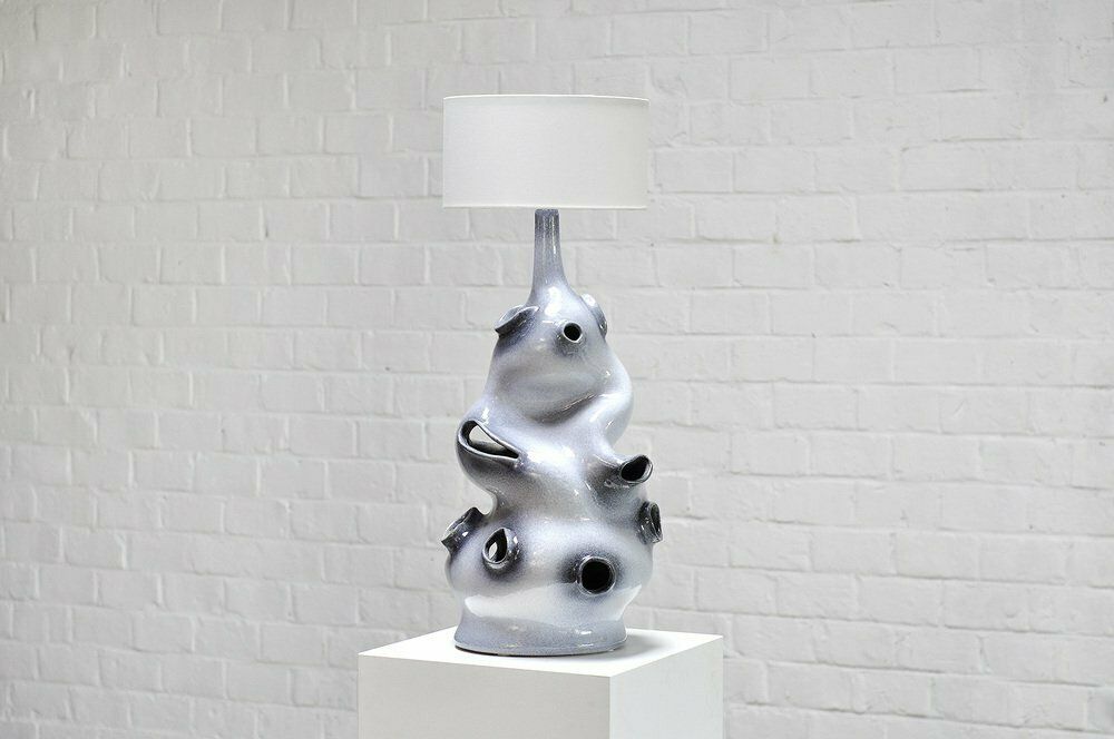 Vintage French Ceramic Glazed Sculptural Table Lamp, 1970s