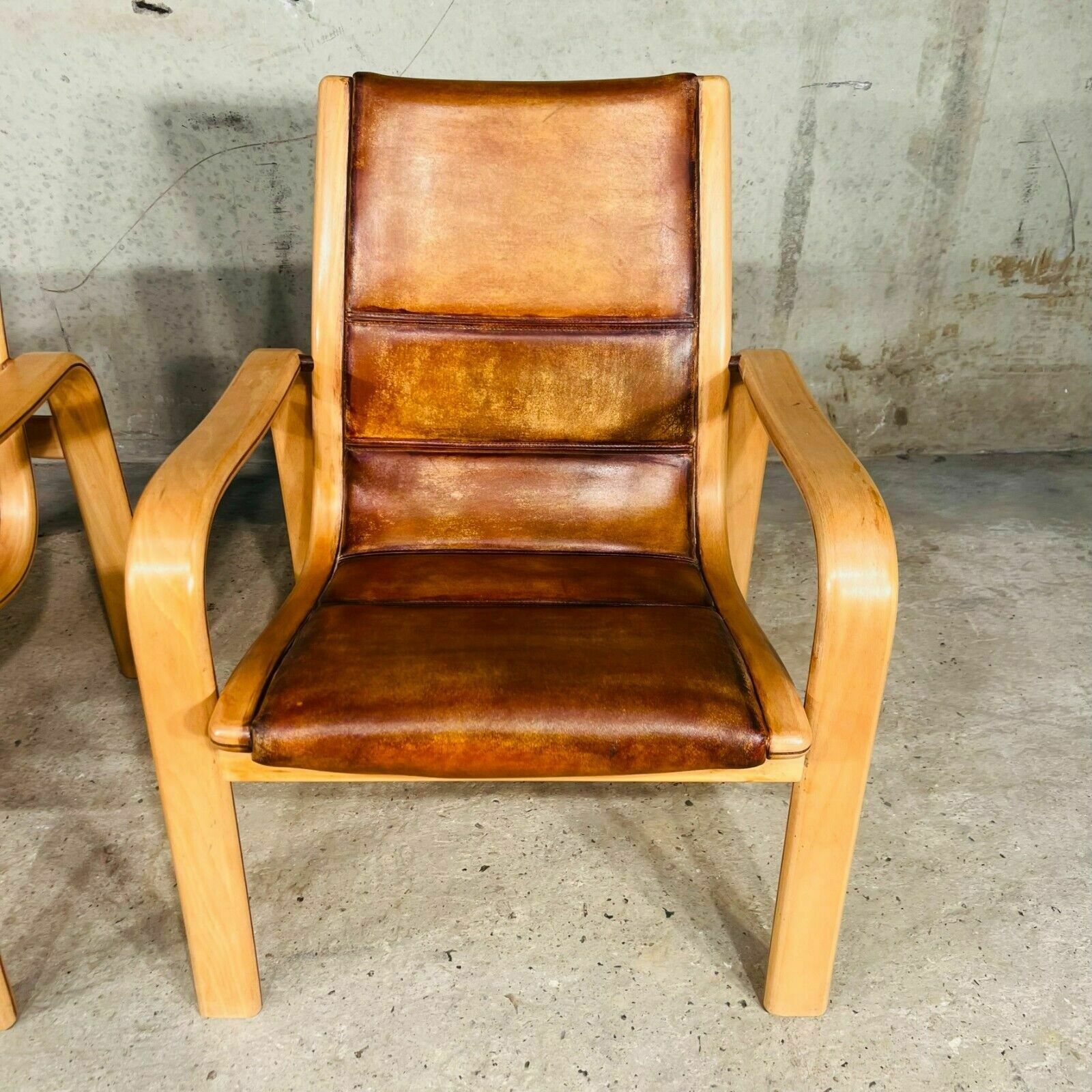 Vintage Pair Of Leather Armchairs By Yngve Elstrom For Swedese photo vintage