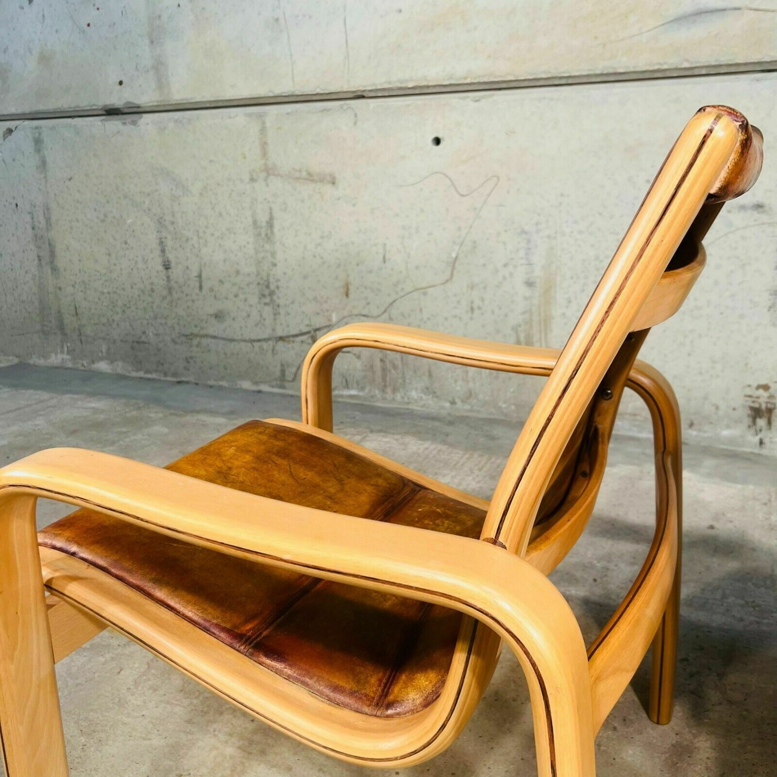 photo for sale Vintage Pair Of Leather Armchairs By Yngve Elstrom For Swedese