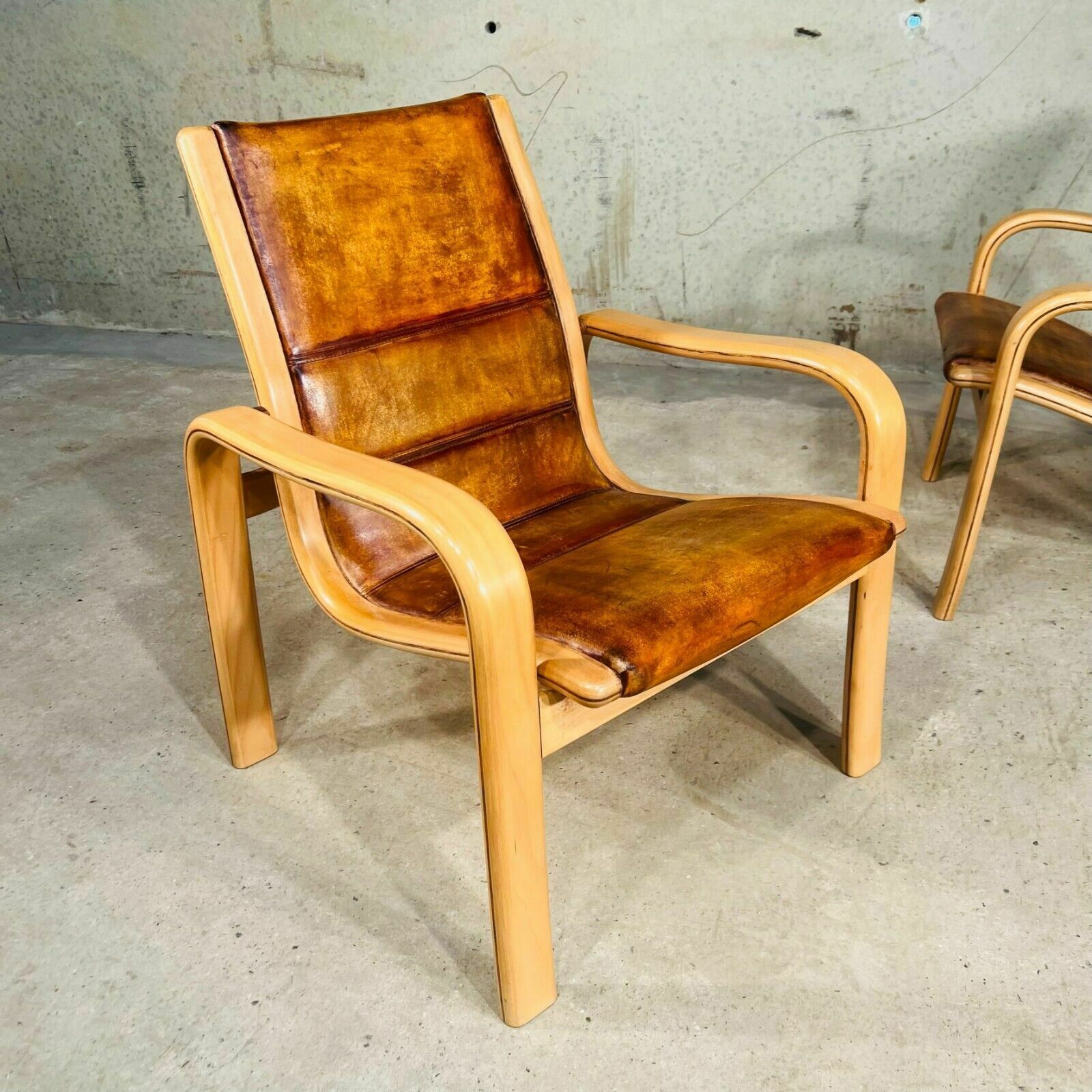 photo vinterior Vintage Pair Of Leather Armchairs By Yngve Elstrom For Swedese