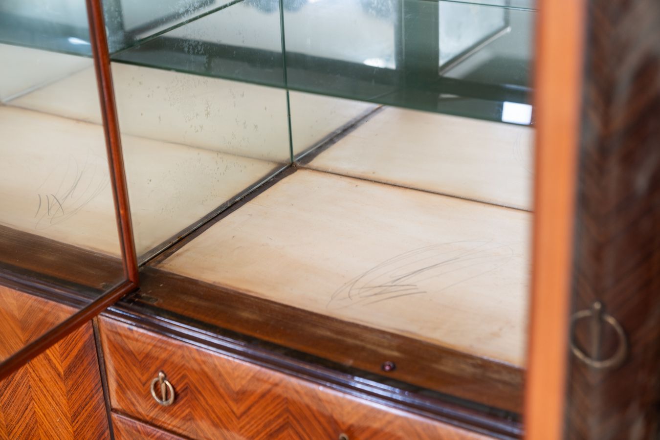 1950s Buffet Furniture In Rosewood, Marble Base And Glass Top photo furniture