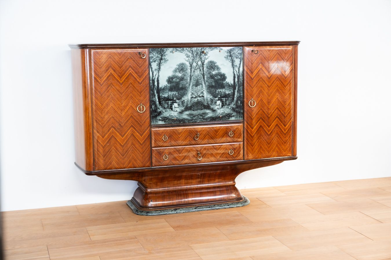 1950s Buffet Furniture In Rosewood, Marble Base And Glass Top photo Furniture
