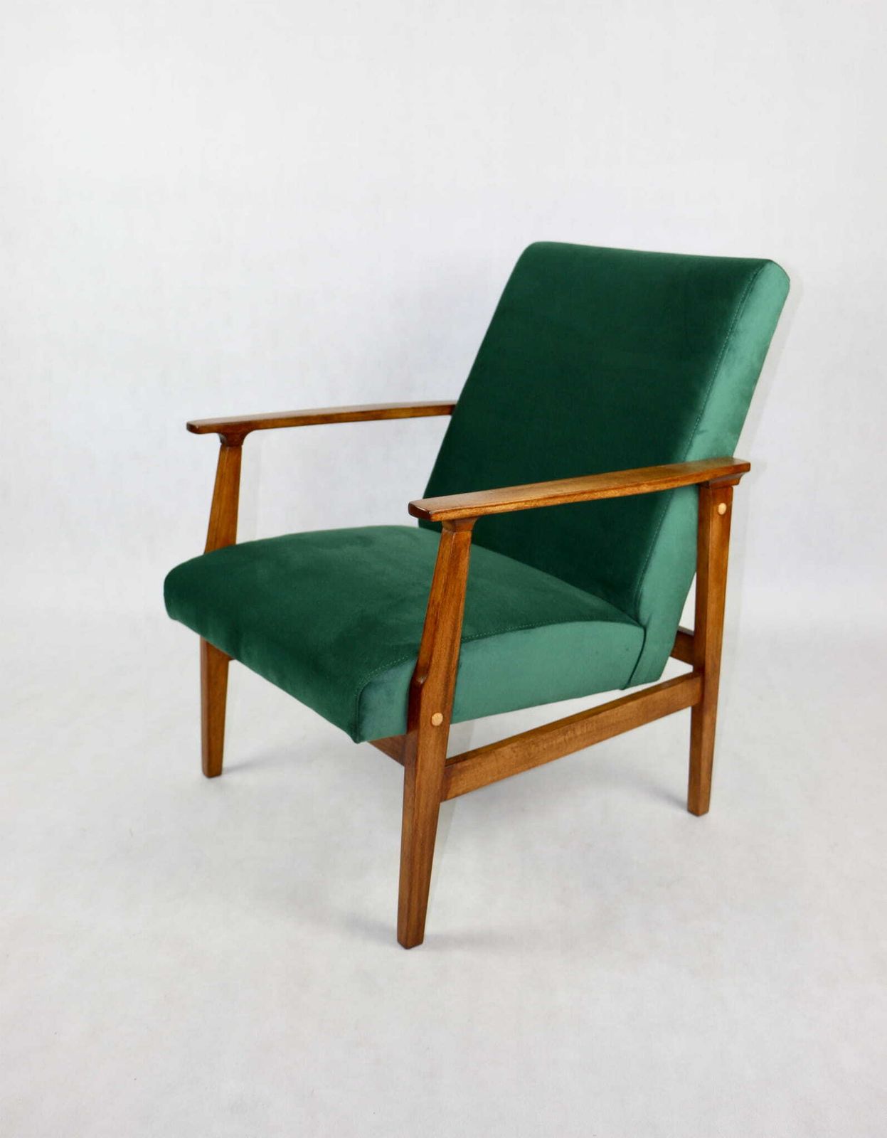 Classic Armchair Like Vintage Fox 70s Green Velvet   2 Pieces Available photo vintage