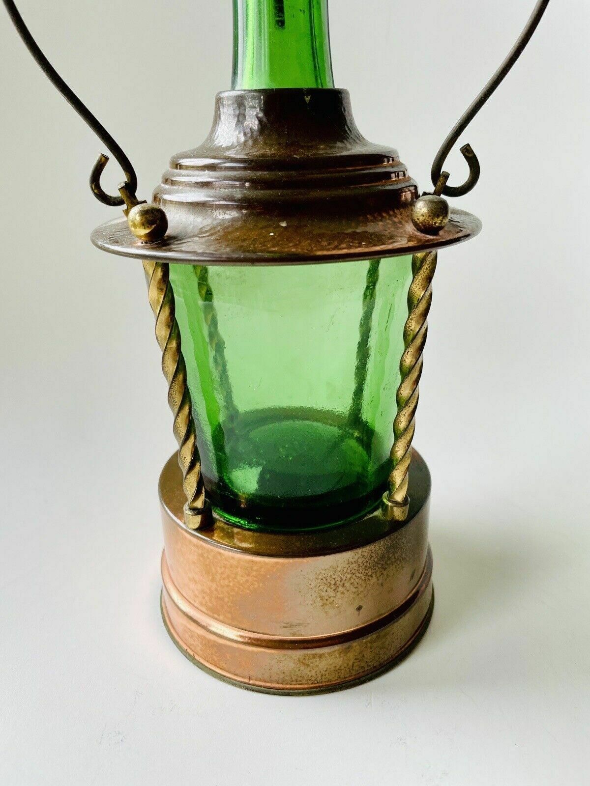 Green Glass & Copper Lantern/Decanter Reuge Made In Switzerland Music Box photo furniture