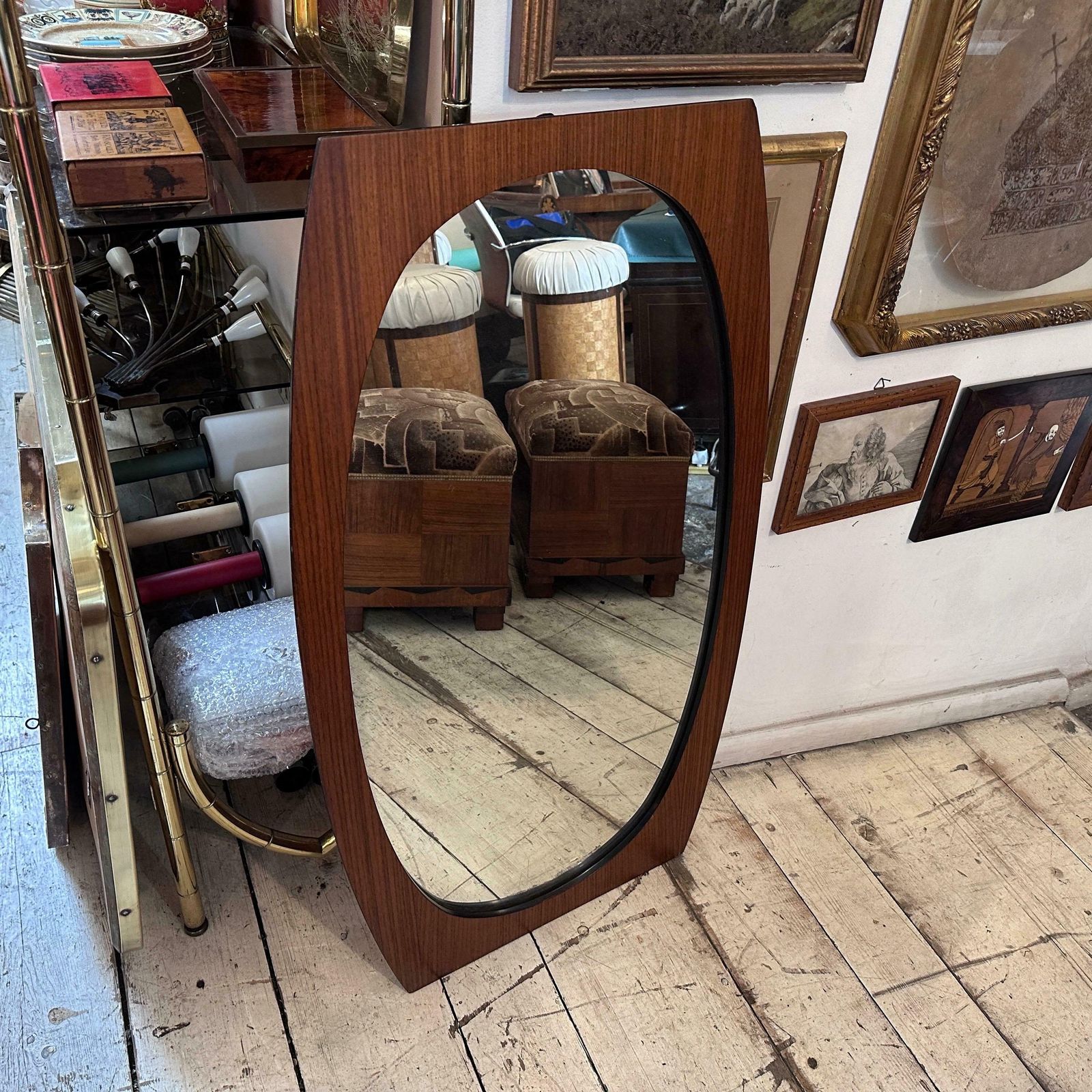 An Iconic 1970s Mid Century Modern Wood Mirror By Gianfranco Frattini photo furniture
