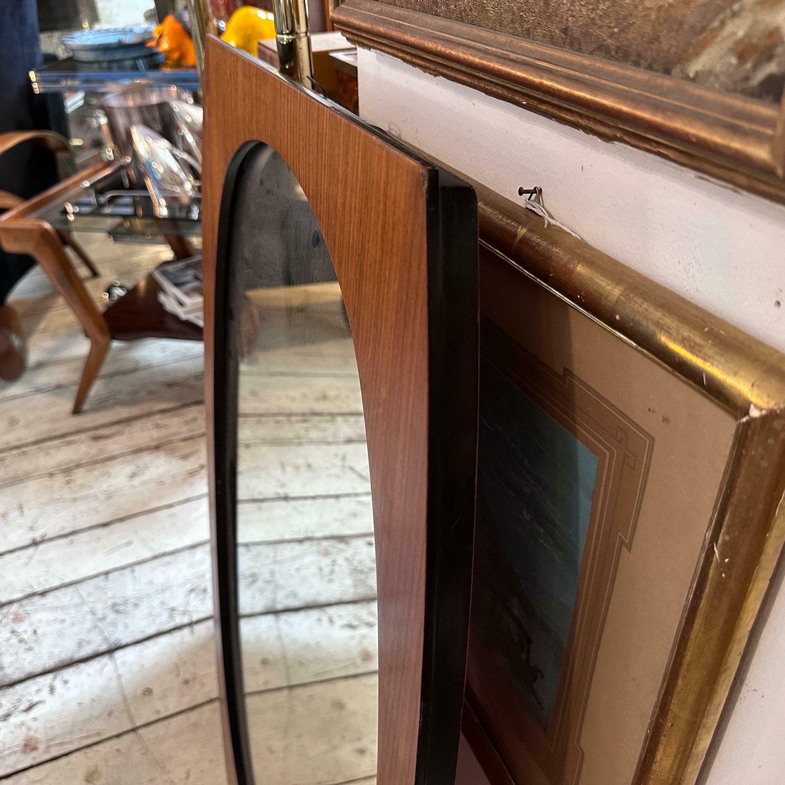 An Iconic 1970s Mid Century Modern Wood Mirror By Gianfranco Frattini photo vintage