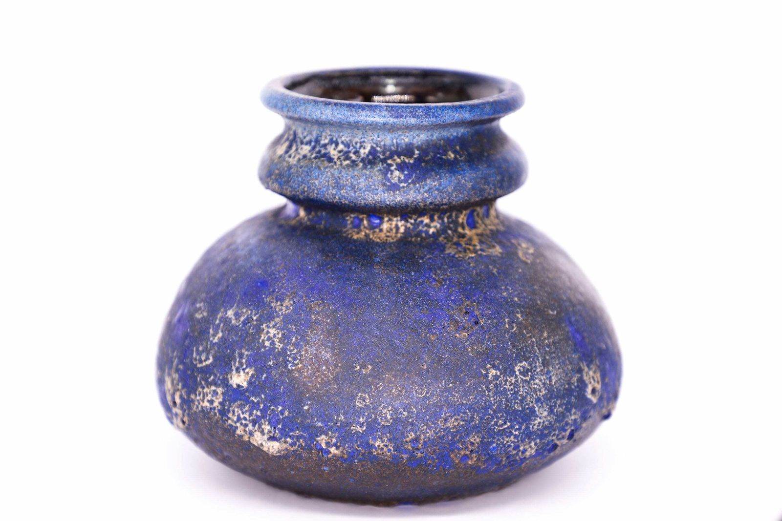 Amazing Vintage Mid Century Ceramic Vase By Ruscha   Blue Glaze   Fat Lava   West German Pottery Wgp