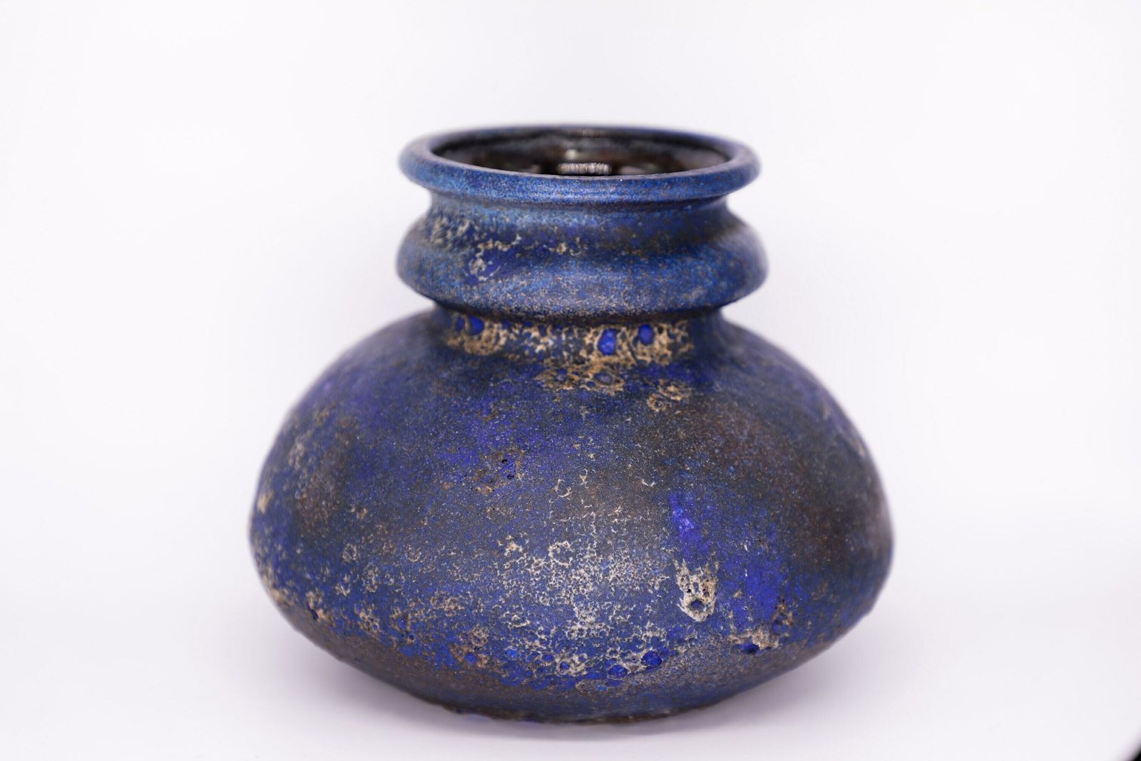 Amazing Vintage Mid Century Ceramic Vase By Ruscha   Blue Glaze   Fat Lava   West German Pottery Wgp photo for sale