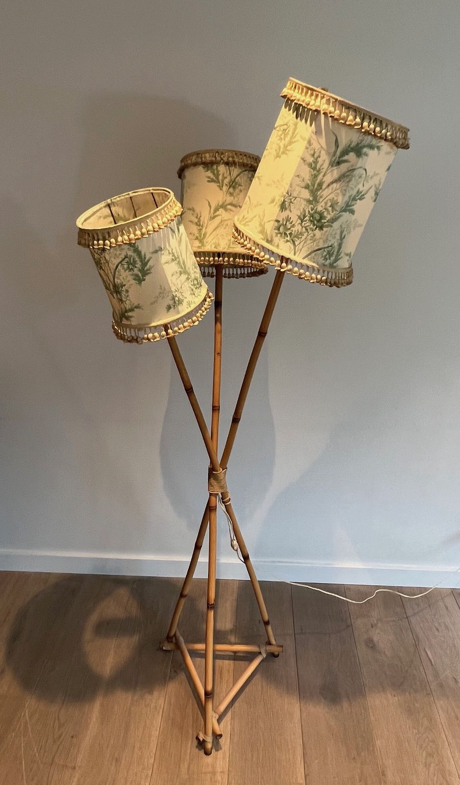 photo for sale Floor Lamp In Bamboo And Rope, 1970s