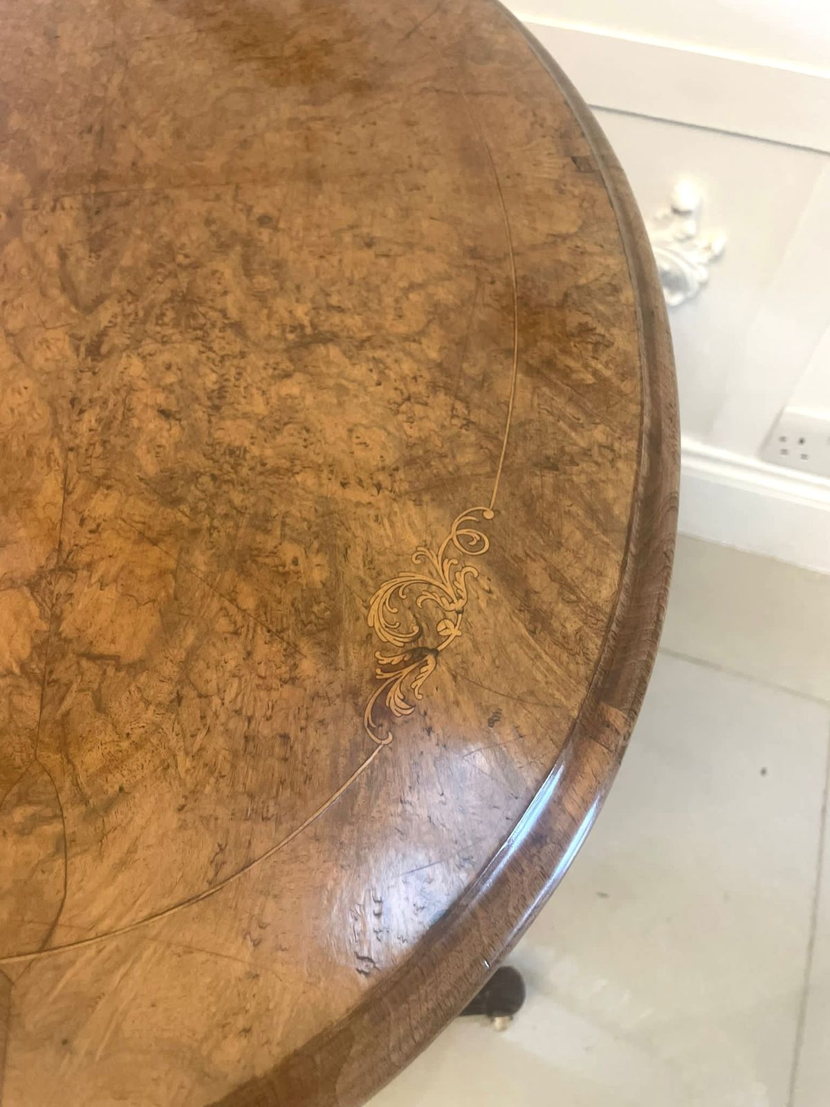 Superb Quality Antique 19th Century Inlaid Burr Walnut Lamp Table photo buy