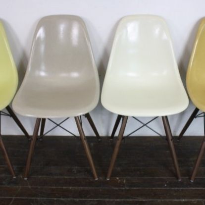 Eames Herman Miller Dsw Side Chairs In Neutrals Grey/Light Ochre photo Furniture