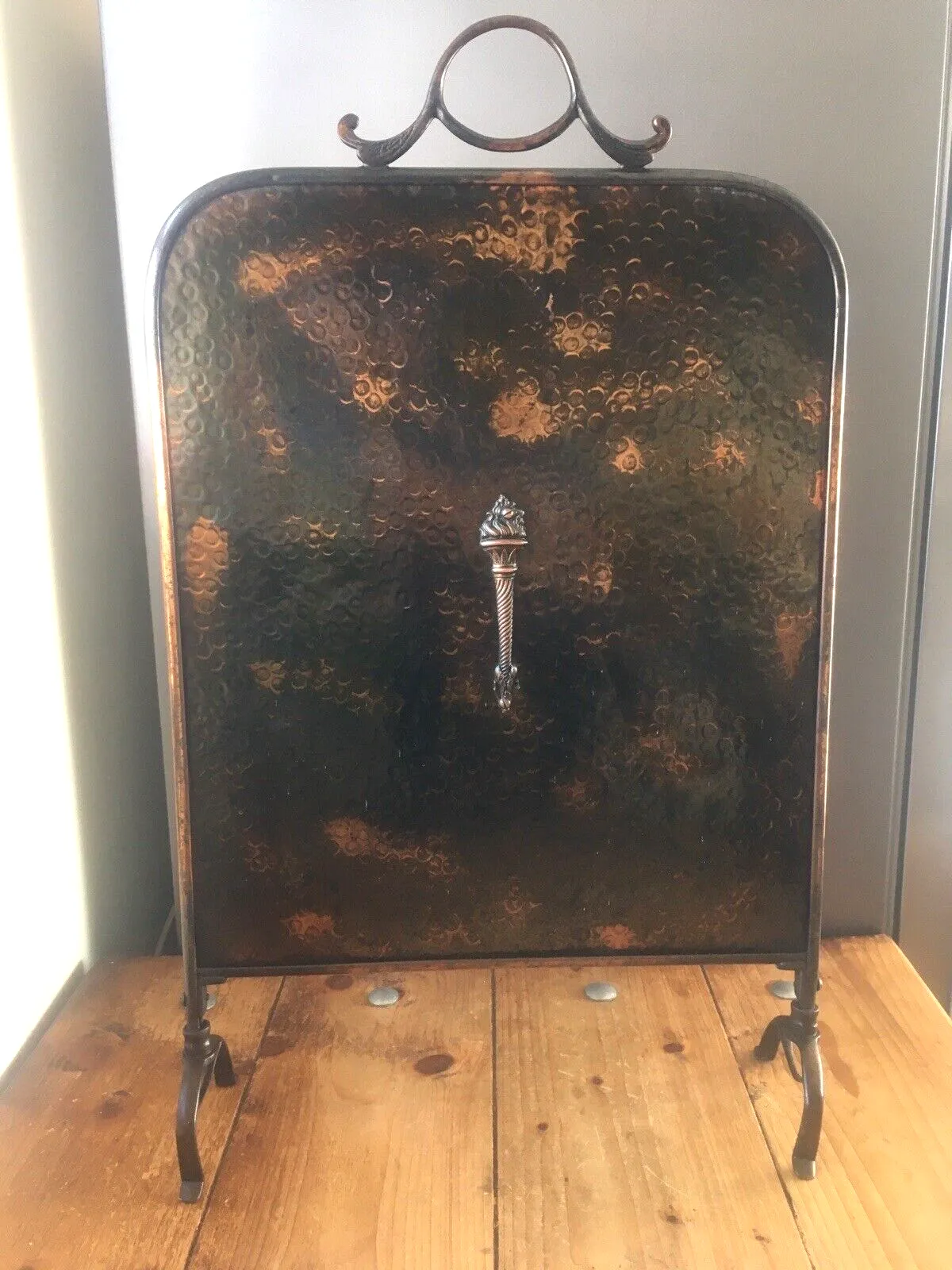 photo furniture Antique Art Deco Regency Copper Torch Hollywood Fire Guard Screen Country House
