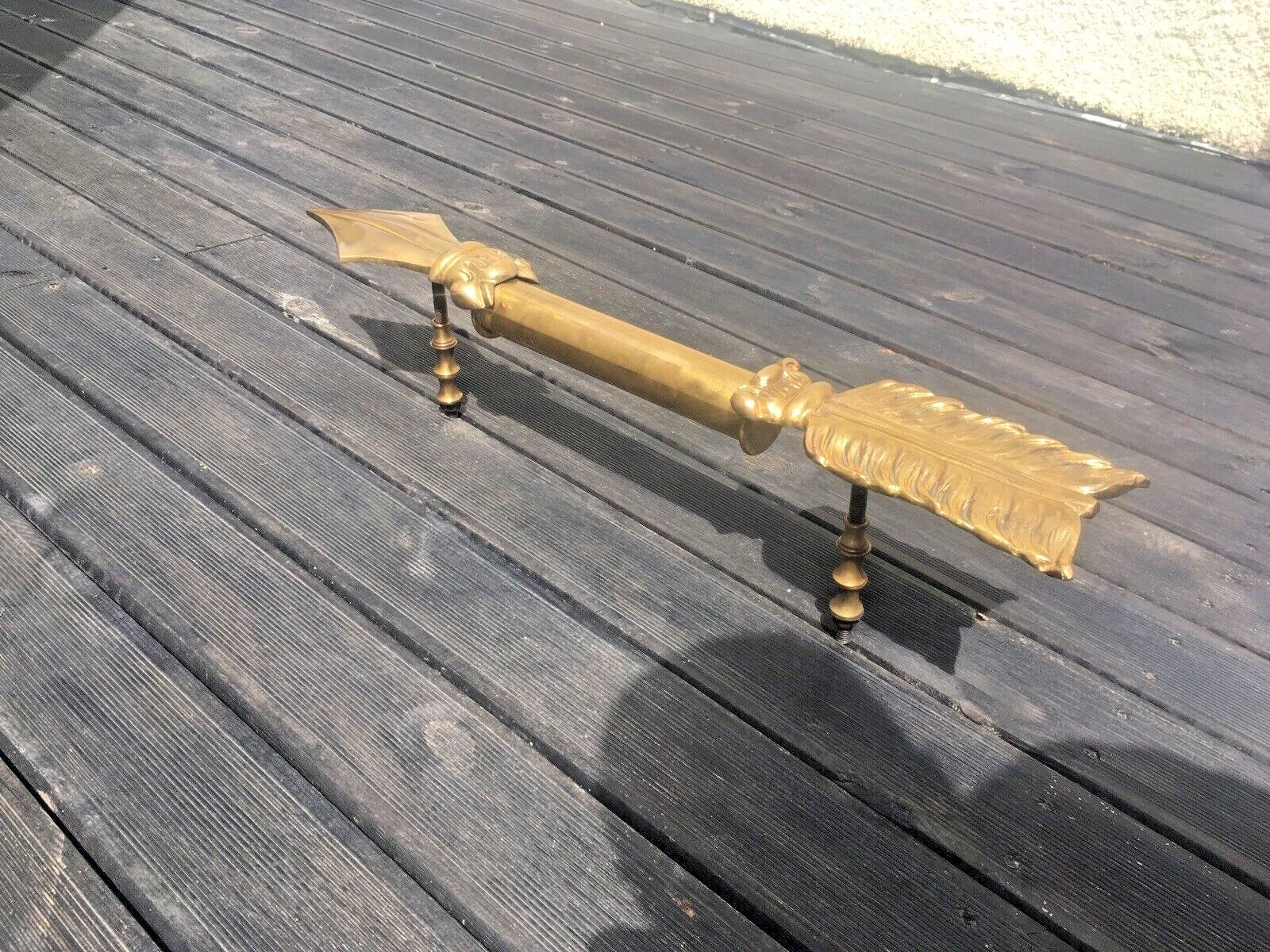 Exceptional Quality Antique Ornate Brass Grand Castle Door Handle Medieval Arrow photo vinterior