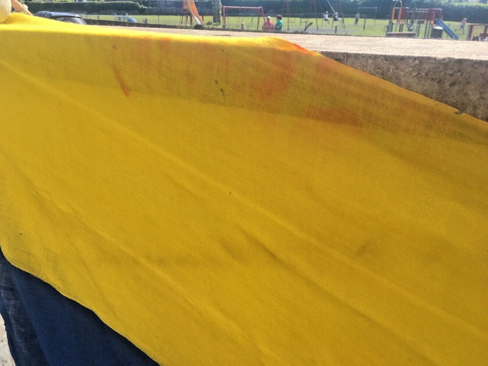 photo for sale Huge Antique / Vintage 101" Venezuela Linen Flag Decorative Wall Hanging 40's