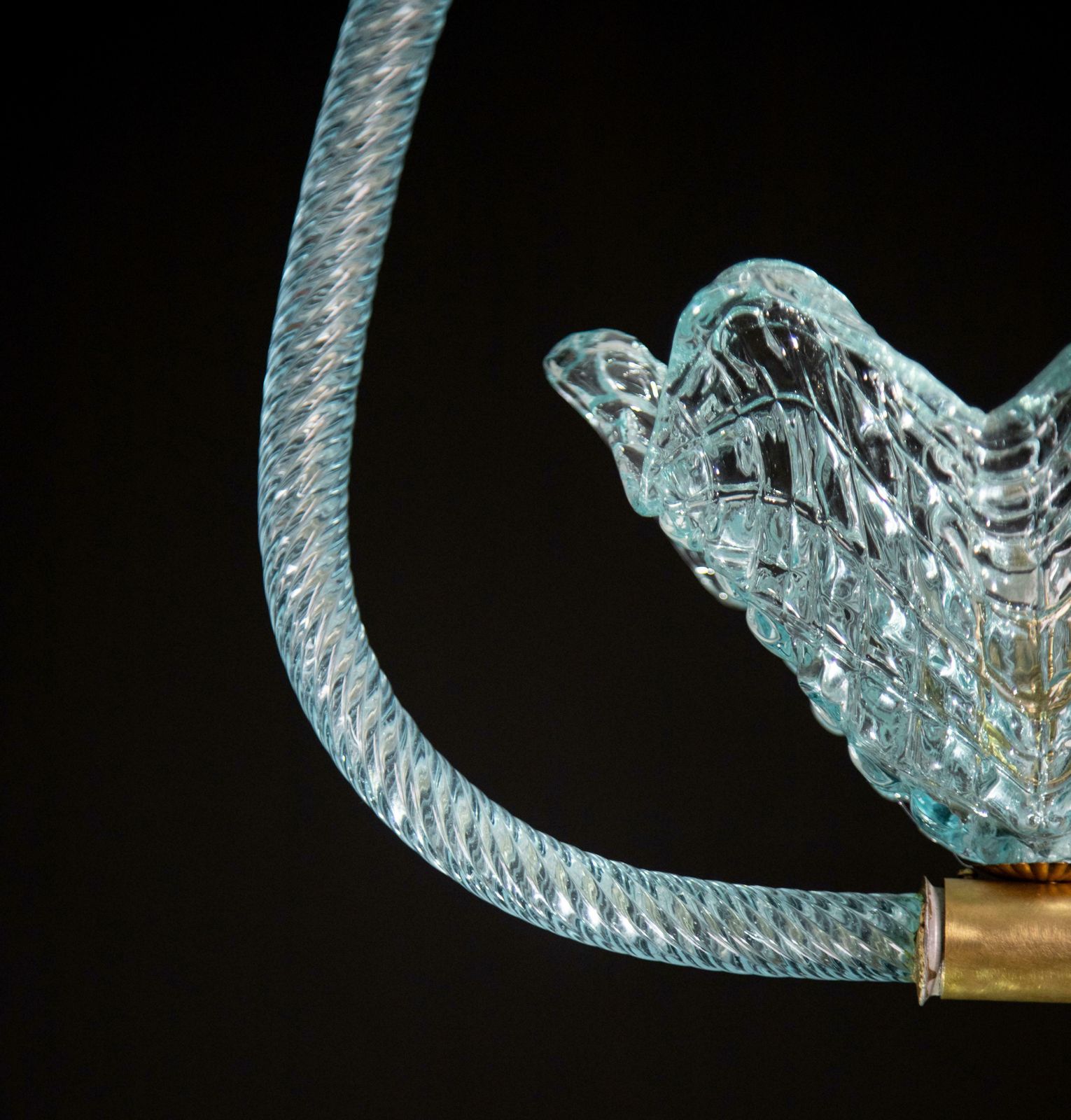Elegant Blue Art Decò Barovier E Toso Pendant Light, Murano Glass, 1940s photo 2464.0