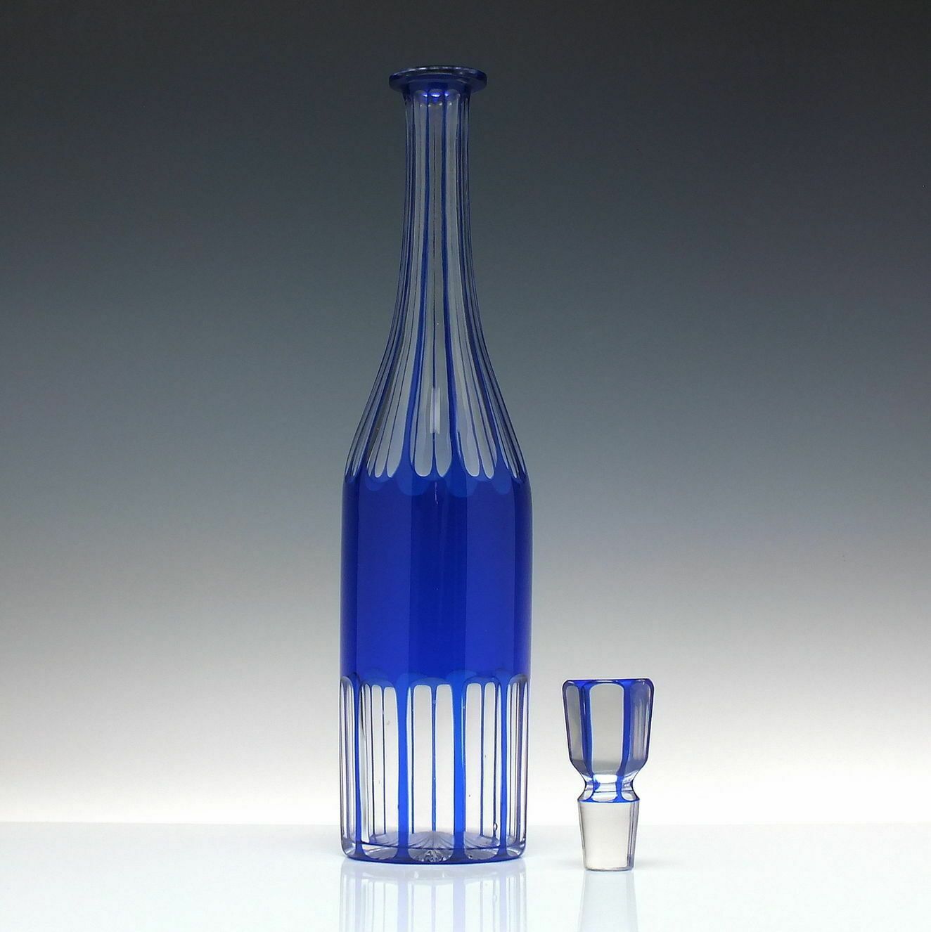 Pair 19th Century Blue Glass Decanters Or Serving Bottles C1860 photo furniture