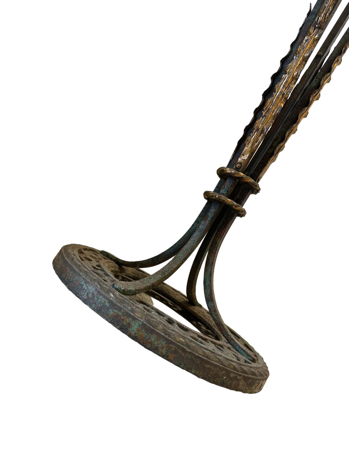 Oscar Bach Renaissance Revival Patinated Wrought Iron And Copper Plant Stand C.1910 photo buy