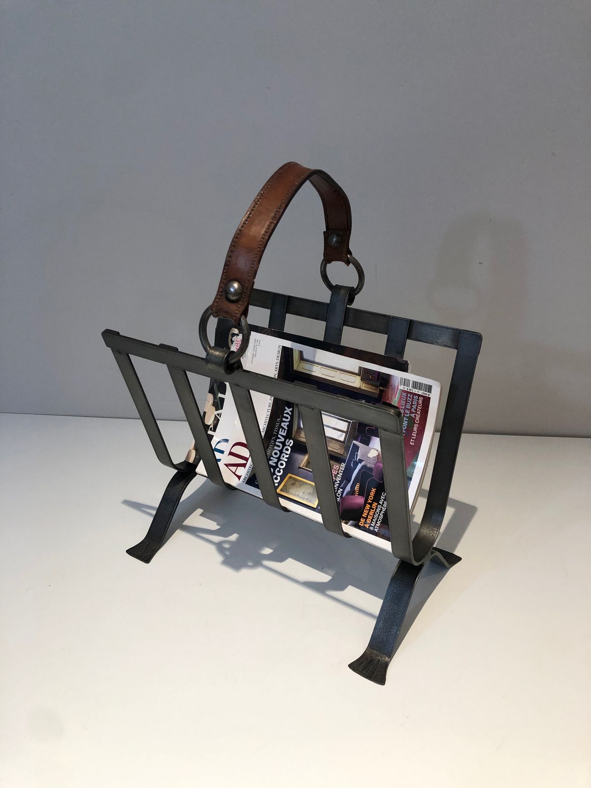 photo buy Steel And Leather Magazine Rack