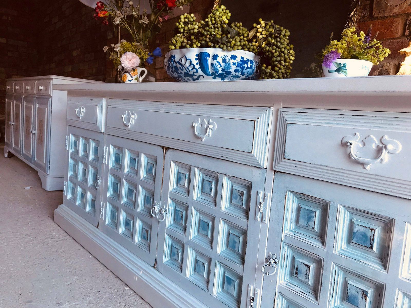 Large Antique Shabby Chic Sideboard/White Distressed Sideboard/Large Vintage Sideboard/Coastal Sideboard/Painted Toledo Sideboard photo furniture