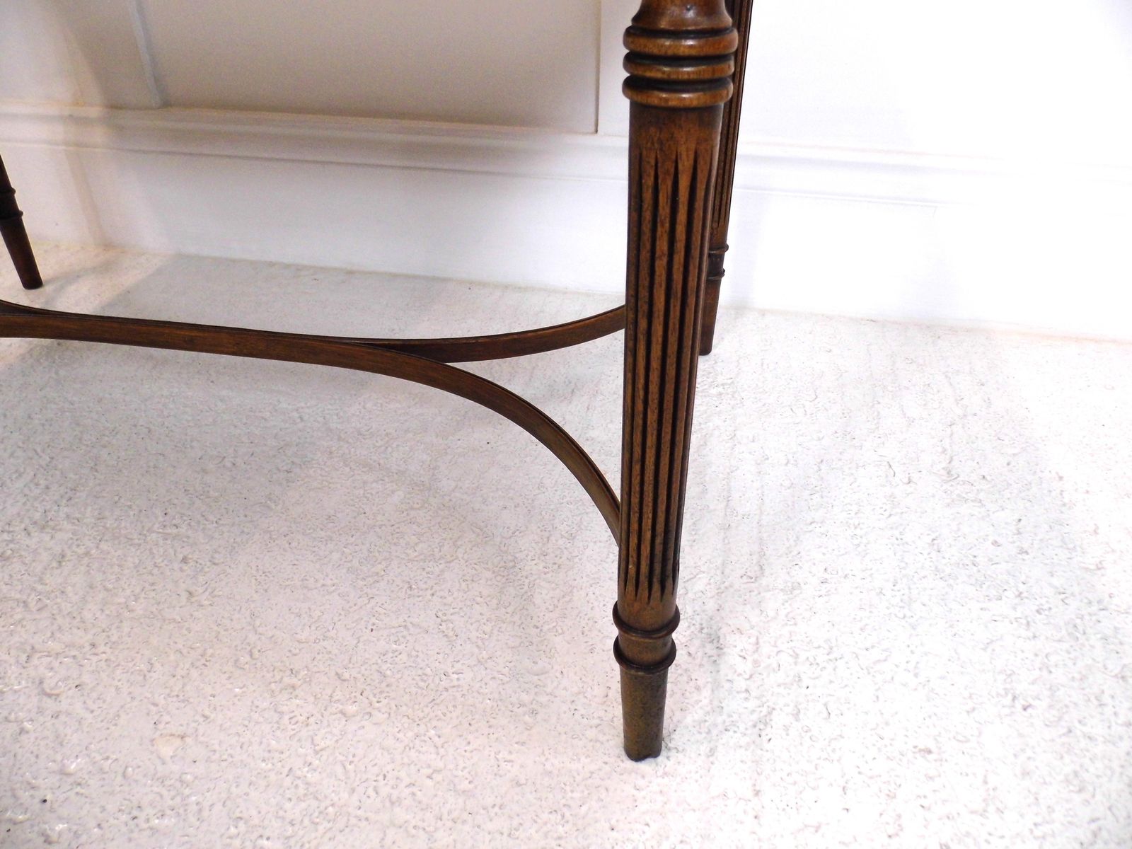 Antique Style Mahogany And Yew Side Table Reeded Legs Bentwood Stretchers photo vintage